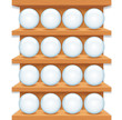 Wooden Shelf with Round Glass Buttons. Vector Art