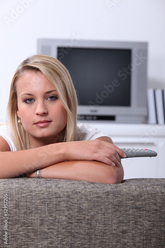 Photo: Girl watching television Girl watching television