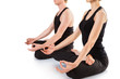 Meditating in the lotus position close up