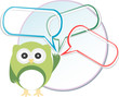 Cute owl with abstract speech bubbles