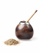 calabash and bombilla with yerba mate isolated on white backgrou