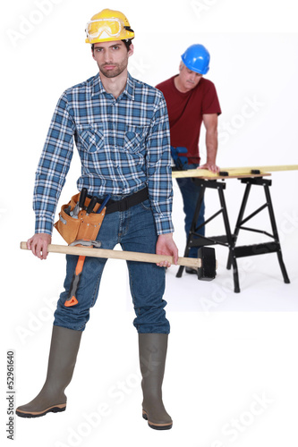 Photo: Two male carpenters Two male carpenters
