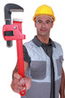 Photo: plumber showing spanner plumber showing spanner