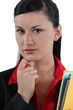 Secretary with files