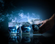 Foto: Three glasses of blue cocktail Three glasses of blue cocktail