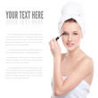 Beautiful woman with make up brush