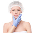 Medical face examination of beautiful woman