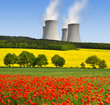 Nuclear power plant in spring landscape