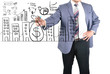 Businessman drawing get money with any process