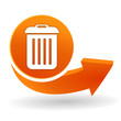 poubelle sur bouton web orange