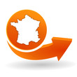 Vector: fabriqué en france sur bouton web orange fabriqué en france sur bouton web orange