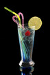 Photo: blue cocktail with ice and lime blue cocktail with ice and lime