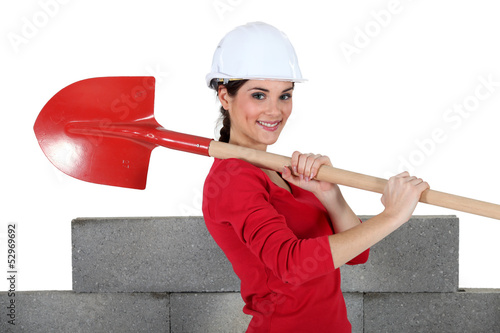 Photo: Woman with shovel Woman with shovel