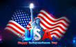 Statue of Liberty with American Flag