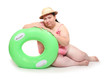 Funny lifeguard with life buoy.