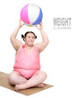 Funny woman with beach ball.