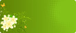 Green banner with plumeria flowers and floral decoration