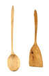 Wooden spoon and scapula isolated