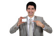 Businessman pointing at card