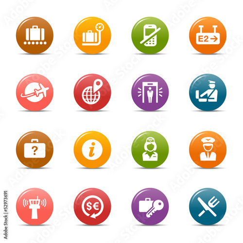 Vector: Colored Dots - Airport and Travel icons Colored Dots - Airport and Travel icons