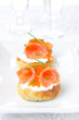 potato bun with salted salmon, red caviar and chives