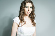 Studio portrait of young bride with selective focus