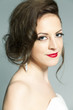 Studio portrait of young bride with selective focus