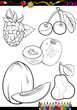 cartoon fruits set for coloring book