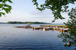 Swedish small boats harbor in morning light