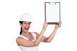 Woman with helmet