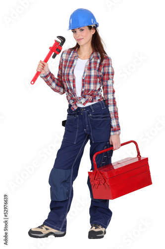 Photo: Female DIY fan with tool-kit Female DIY fan with tool-kit
