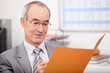 Photo: Older businessman writing in a file Older businessman writing in a file