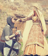 Knight and medieval lady at outdoor