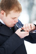 Man smokes pipe