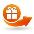 cadeau sur bouton web orange