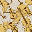 Seamless pattern of contrabass and violin