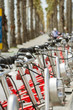 Bikes parked on the street in Barcelona, Spain