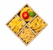 Collection of Italian Pasta isolated on white.