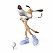 Dog playing golf.