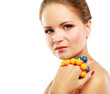 Portrait of pretty young woman with bangle