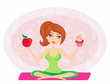 Illustration: girl choosing between an apple and a cupcake girl choosing between an apple and a cupcake
