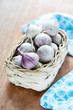 Chinese fresh garlic in basket