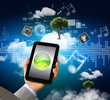 Close-up of hands holding tablet pc