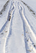 canvas print picture - Fahrspuren im Schnee