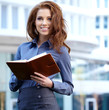 Young happy women or student on the property business background