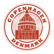Stamp with words Copenhagen, Denmark inside, vector