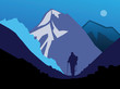 Hiker in mountains, vector illustration