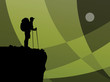 Hiker in mountains, vector illustration