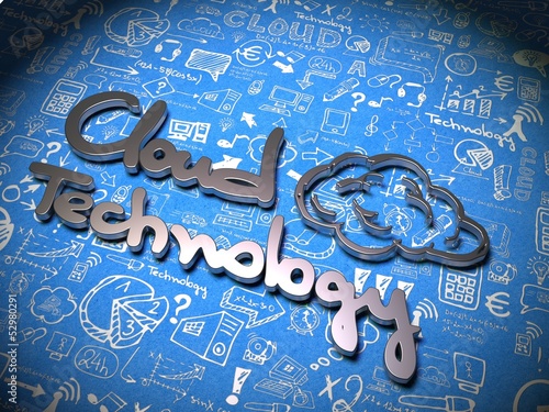 Illustration: Cloud Background with Handwritten Characters. Cloud Background with Handwritten Characters.