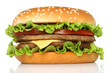 Big hamburger on white background .